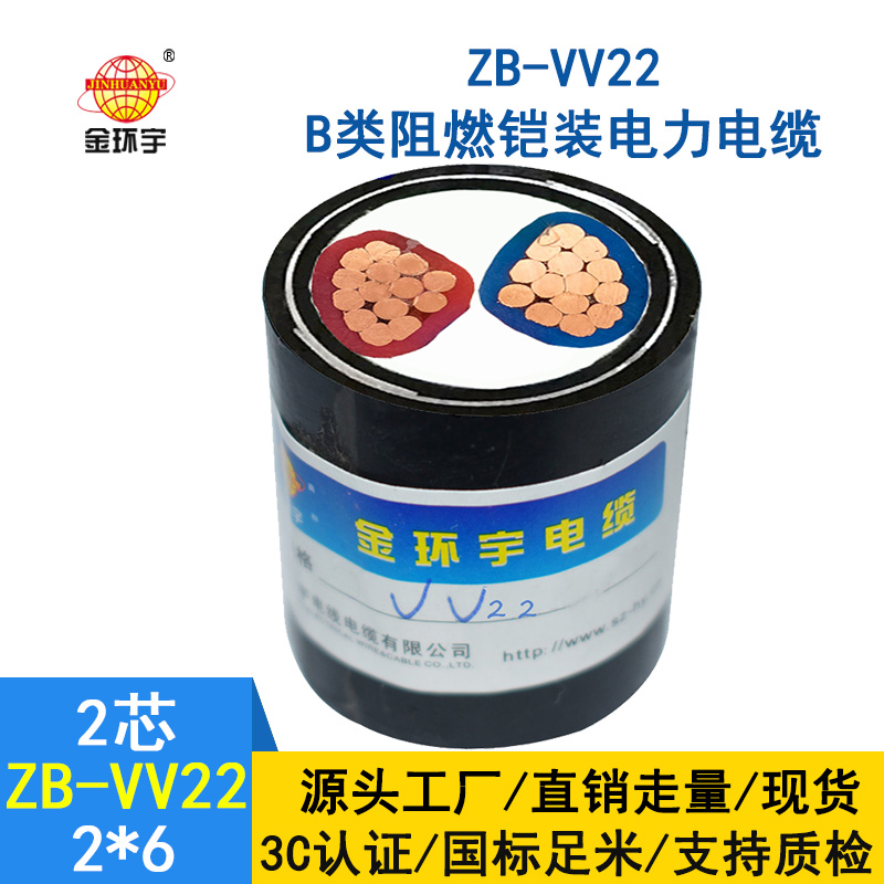 金環(huán)宇電纜 vv22鎧裝電纜 ZB-VV22-2*6阻燃電力電纜vv22