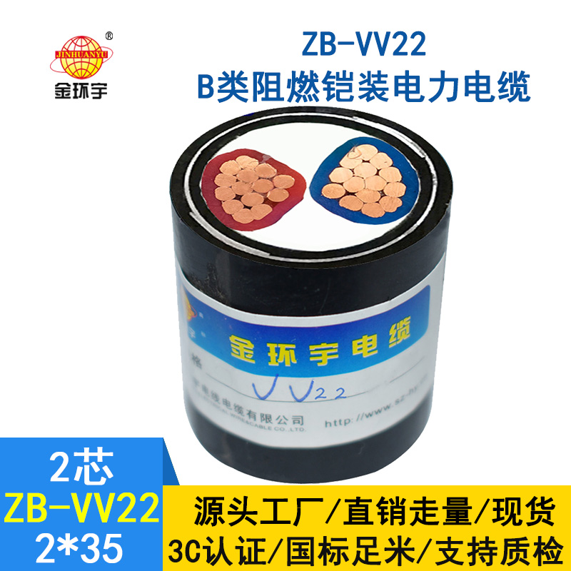 金環(huán)宇電纜 鎧裝電線電纜 ZB-VV22-2*35 阻燃電力電纜vv22