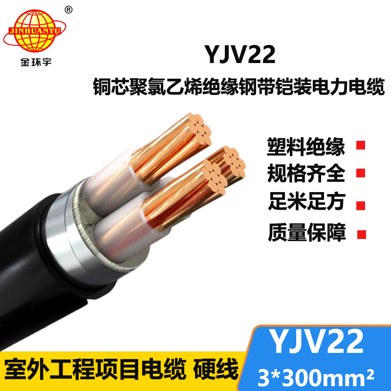 金環(huán)宇 國標(biāo)YJV22 3*300平方鋼帶鎧裝電纜