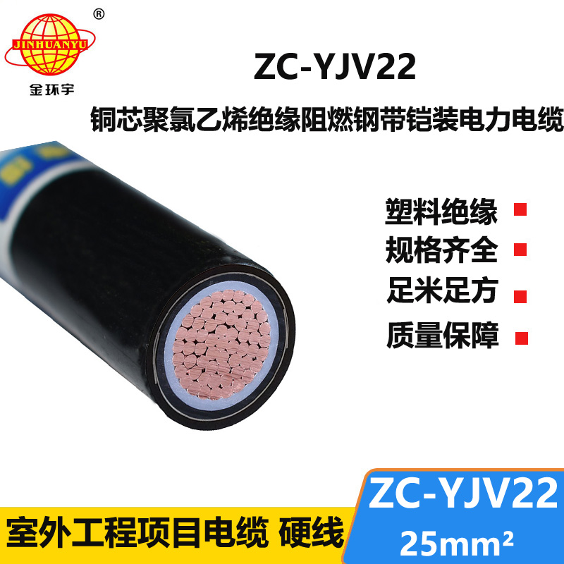 金環(huán)宇電線(xiàn)電纜 單芯阻燃鎧裝電力電纜ZC-YJV22 1X25平方  埋地電纜