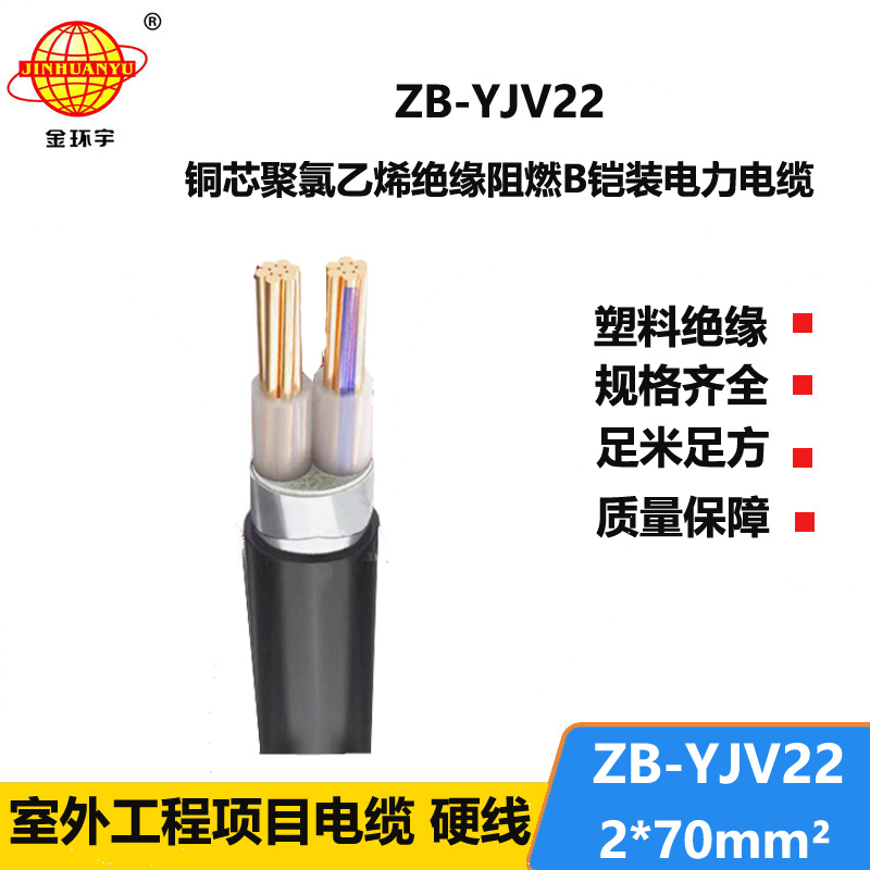 金環(huán)宇電纜 ZB-YJV22-2X70平方 深圳阻燃鎧裝電力電纜報價