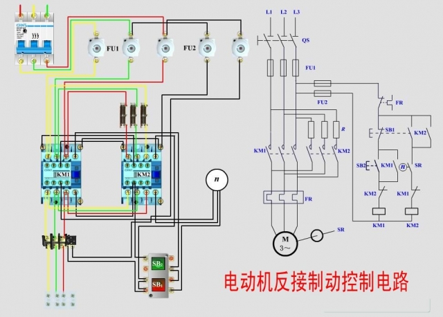 常用電動(dòng)機(jī)控制實(shí)物接線圖+原理圖(圖4) 常用電動(dòng)機(jī)控制實(shí)物接線圖+原理圖(圖4)